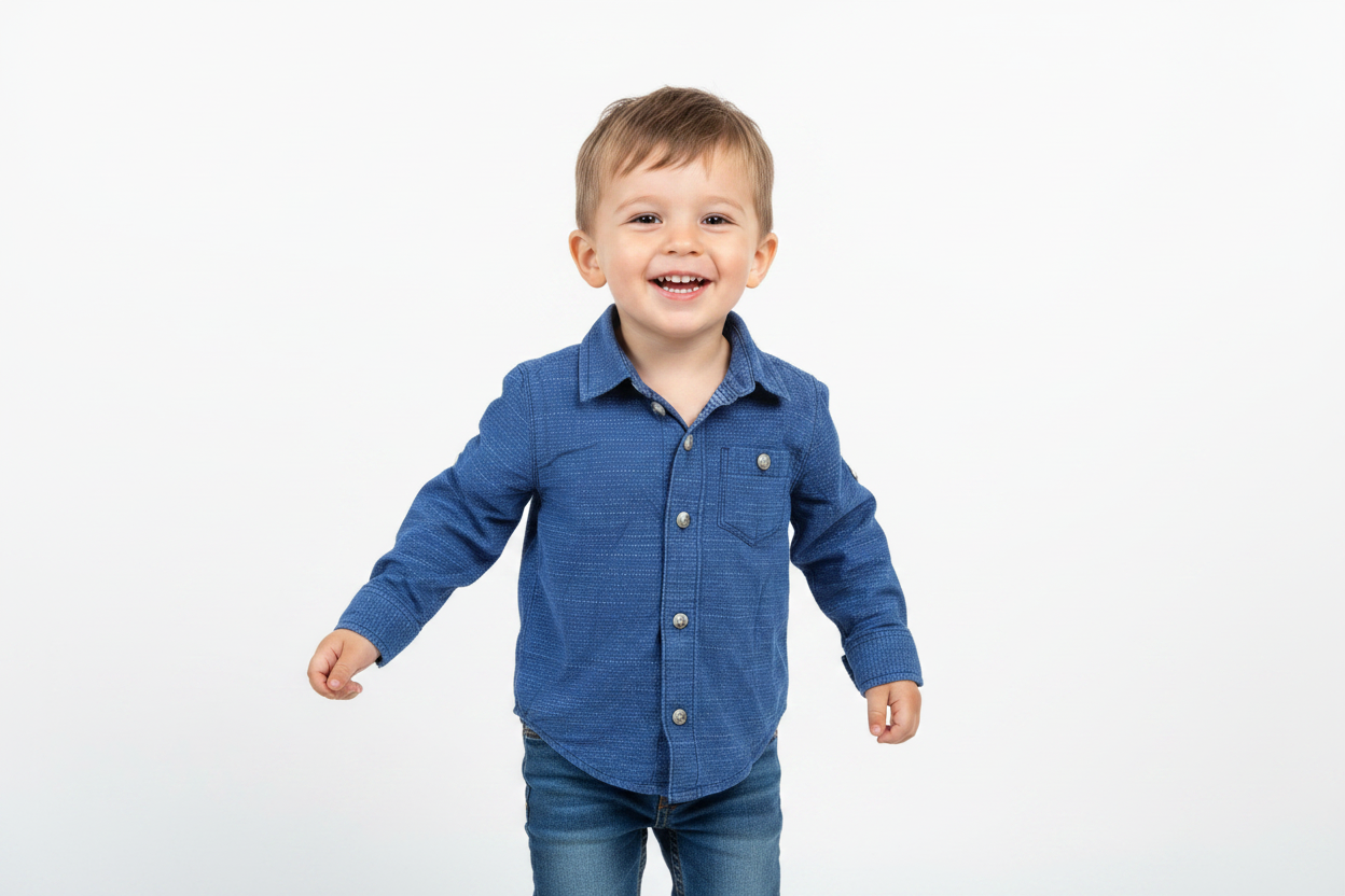 Chemise Bleu profond parsemé de mini points blancs