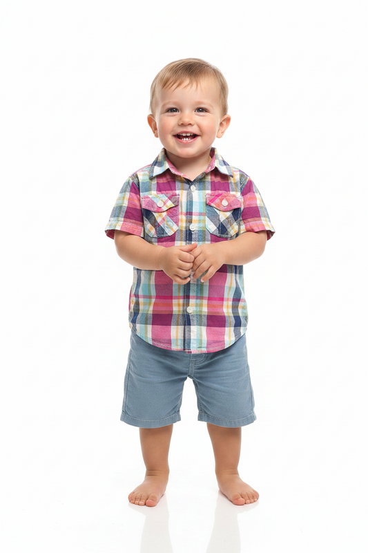 Chemise enfant – Carreaux pastel