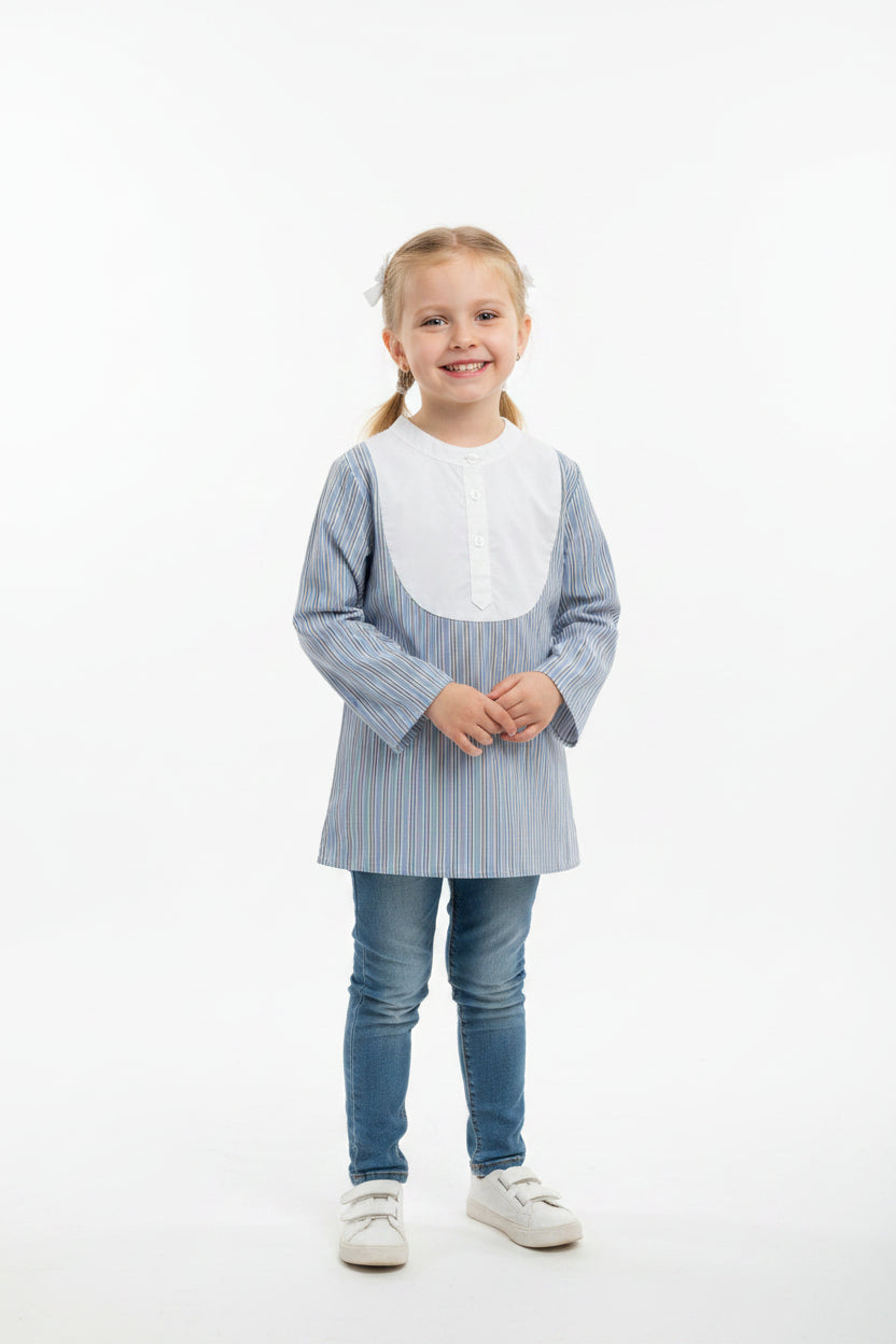 Blouse rayé bleu & blanc – chic et confortable