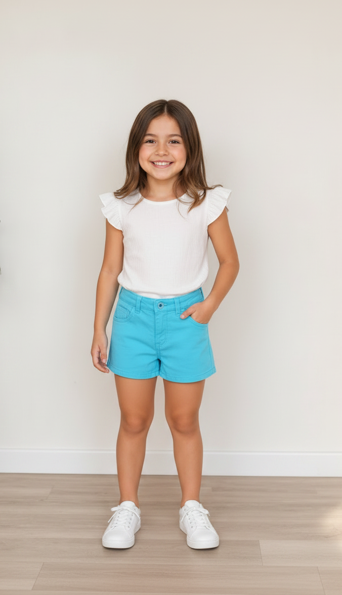 Short en jeans bleu poudre