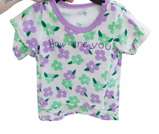 T-Shirt Fleurs Violet et Vert