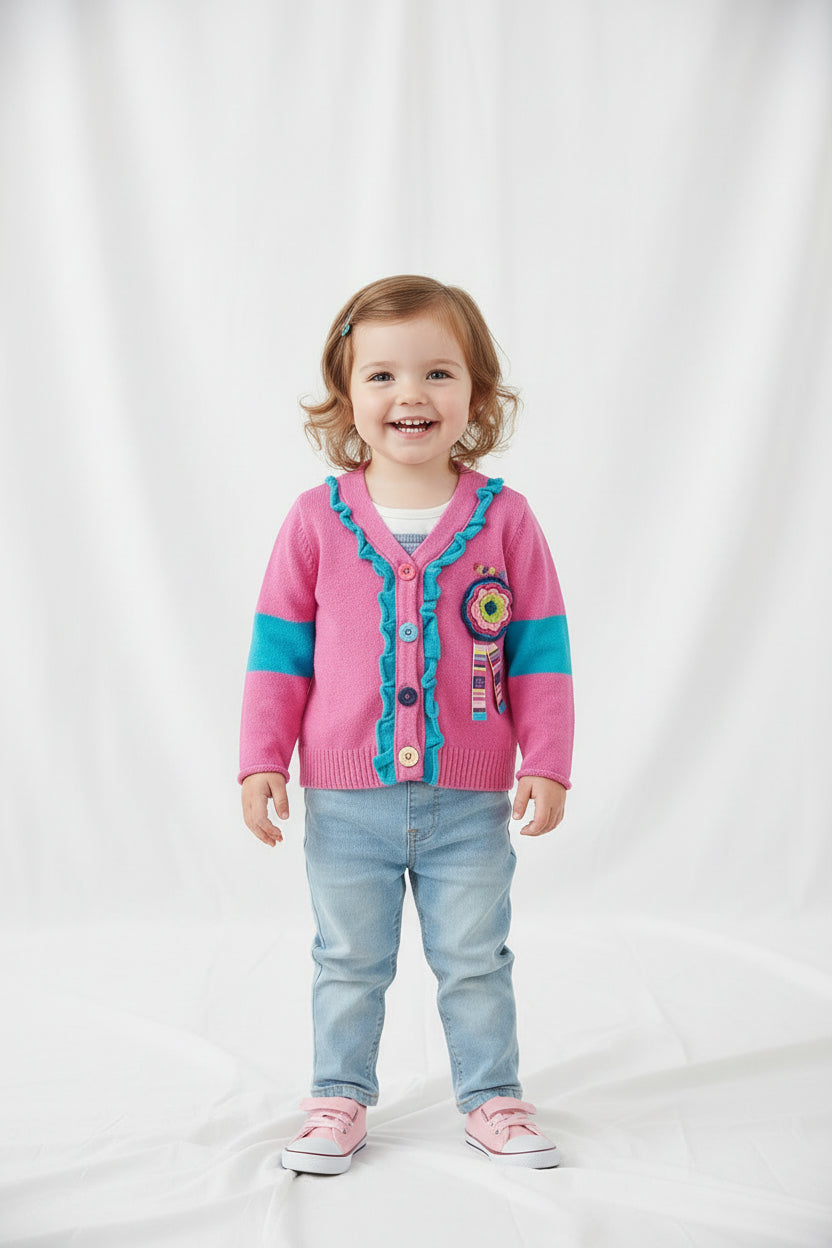 Veste Rose Médaille en fleurs