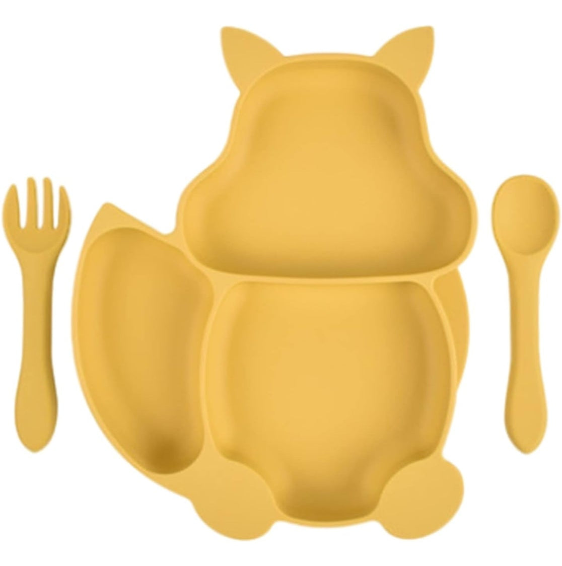 Ensemble Assiette a ventouse avec Cuillière et fourchette, en Silicone Anti-Dégat