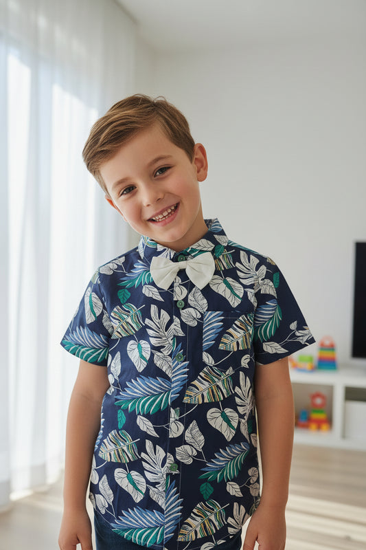 Chemise Tropicale avec Noeuf Papllion