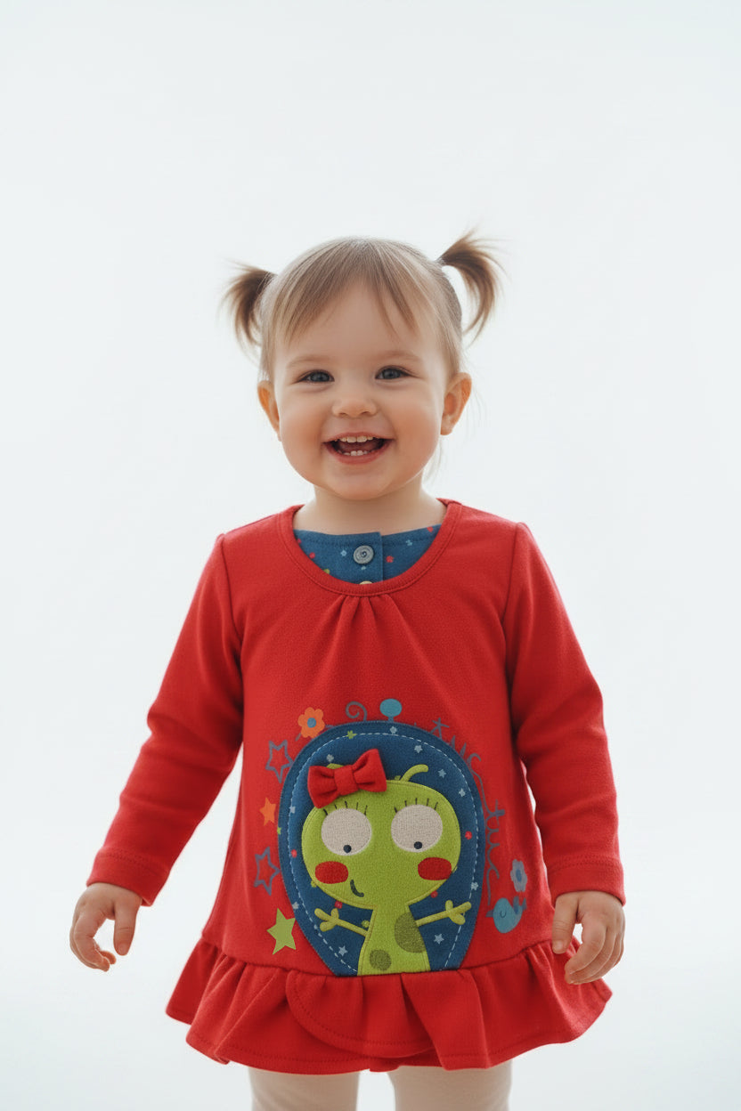 Robe rouge -petite extraterrestre