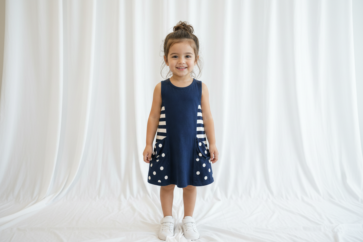 Robe marine à pois – charme casual chic