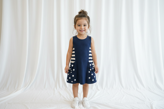 Robe marine à pois – charme casual chic