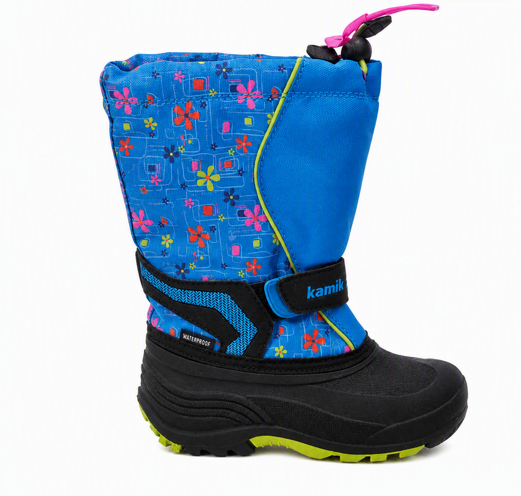 Bottes de Neige Kamik- Bleu avec motifs de fleurs