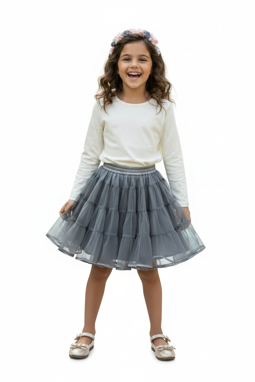 Jupe tutu gris nuage – douce, légère et ultra‑féminine 💫