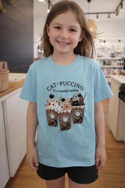 Chandail Manche courte Cat-puccino - Bleu