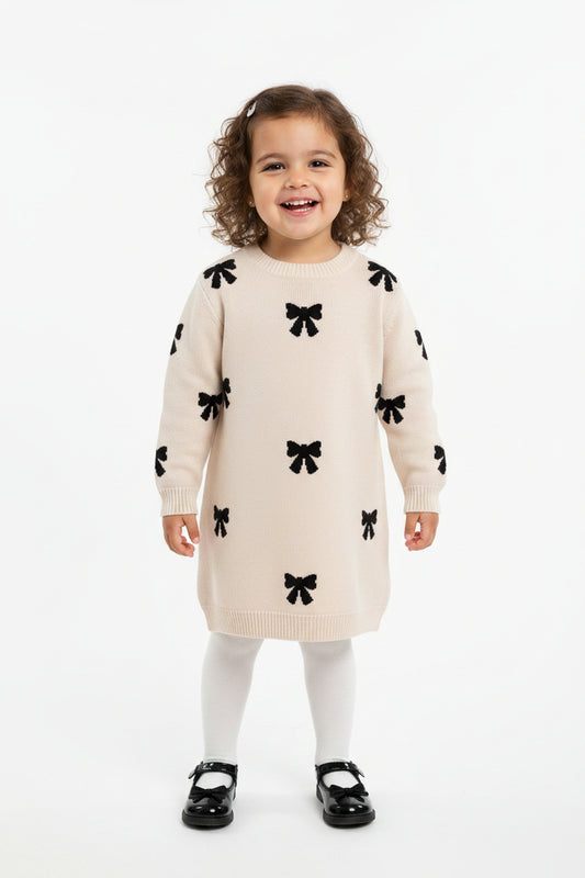 Robe Beige à boucles noir