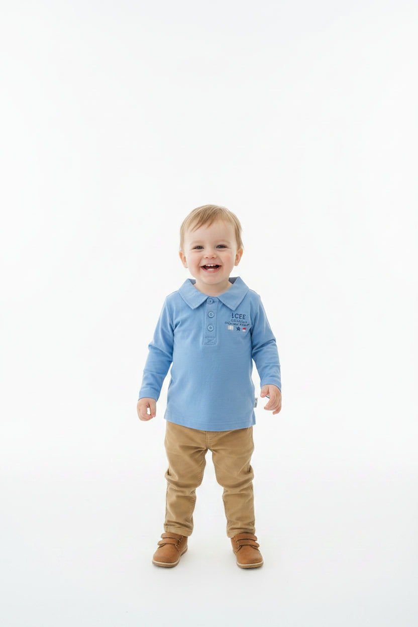 Chandail Polo Bleu - motif "DeLuxe"