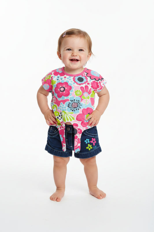 Ensemble 2 pièces, chandail a noeud avec short en  jeans