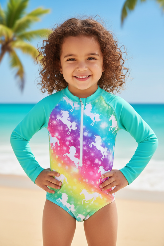 Maillot de bain protection Uv - Arc-en-ciel de Licorne