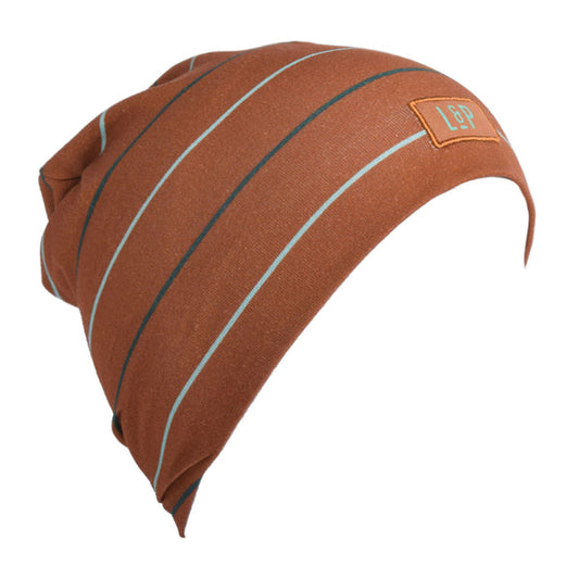 Tuque de coton L&P CARAMEL & BLEU NAVIRE