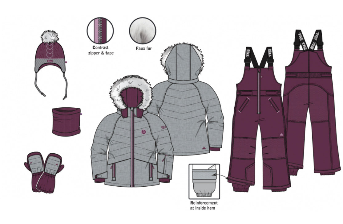 Habit d'hiver BLIZZ Gris & Aubergine (7-14 ANS)